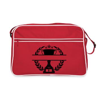 Cup in laurel wreath with name banner - Retro Bag - red/white - Front