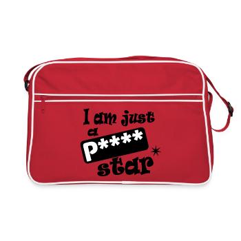 Ich bin nur ein Pornostar - Retro Tasche - Rot/Weiß - Vorne