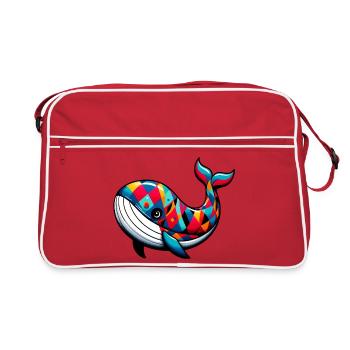 Harlequin whale - Retro Bag - red/white - Front