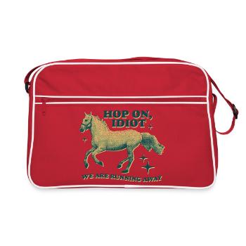 Hop On, Idiot - Conception de cheval amusante - Sac Retro - rouge/blanc - Devant