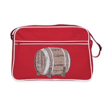 Rustikales Bierfass mit Zapfhahn – Party-Motiv - Retro Tasche - Rot/Weiß - Vorne