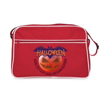 Halloween Blutmond Kürbis - Retro Tasche - Rot/Weiß - Vorne