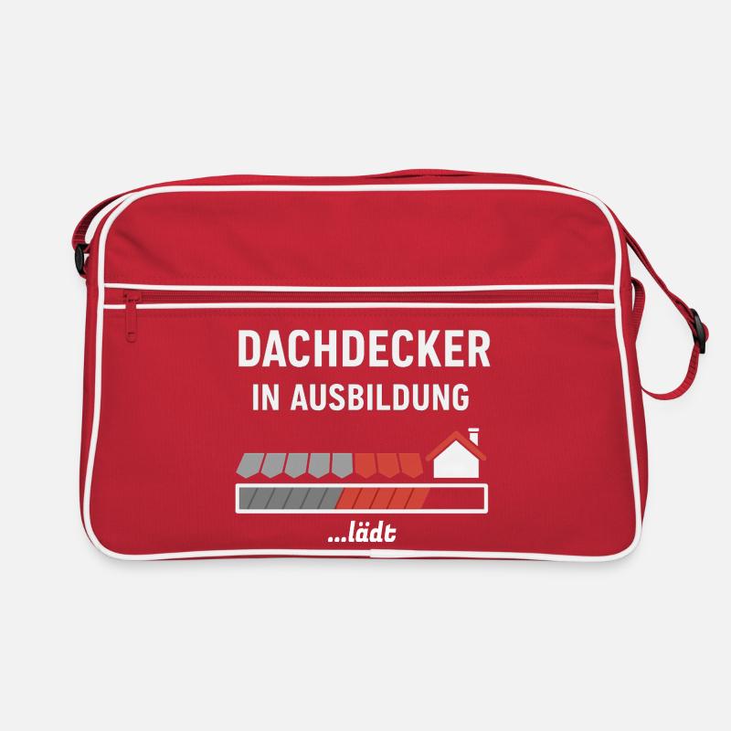 Dachdecker in Ausbildung Motiv - Retro Tasche - Rot/Weiß