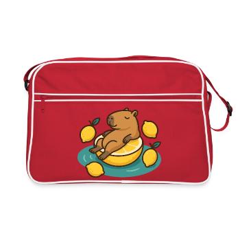 Chilling Capybara sur Lemon Cartoon - Sac Retro - rouge/blanc - Devant