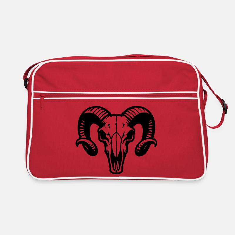 Ram's Head Skull with Horns - Battering Ram Retro Bag