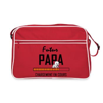 Baby in class on minimalist orange bar - Retro Bag - red/white - Front