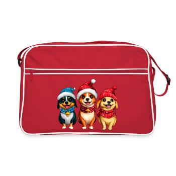 Weihnachtsmann Hund - Retro Tasche - Rot/Weiß - Vorne