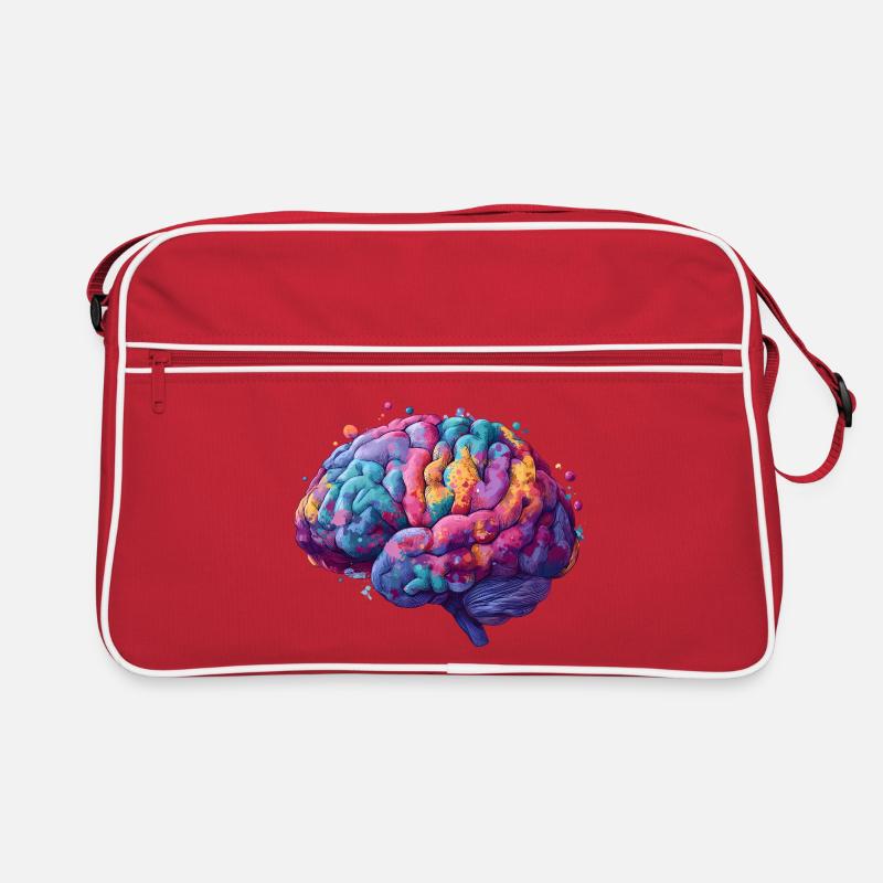 Un cerveau coloré de neurodiversité dans Colored Kun - Sac Retro - rouge/blanc