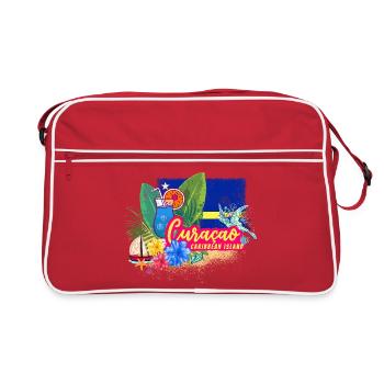 Souvenir caribéen vintage de Curaçao avec tortue - Sac Retro - rouge/blanc - Devant