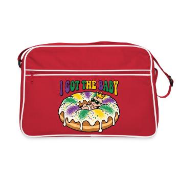 I Got The Baby King Cake Donut Mardi Gras Design - Retro Bag - red/white - Front