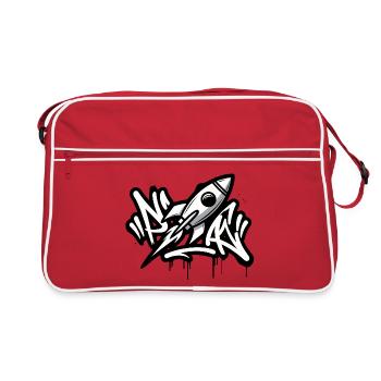 Graffiti rocket in black and white - Retro Bag - red/white - Front