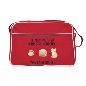 Douce Retraite (texte noir) - Sac Retro - rouge/blanc - Devant