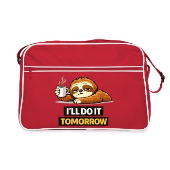 Prokrastination Trägheit mit Kaffee - Retro Tasche - Rot/Weiß - Vorne