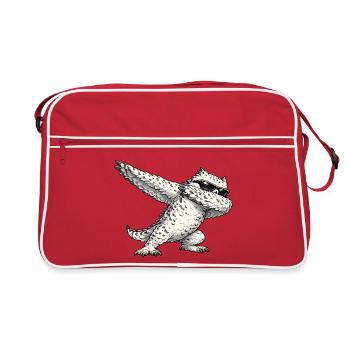 Dabbing Snowy Owl - Retro Bag - red/white - Front