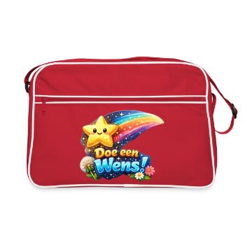 Étoile de souhaits et floraison arc-en-ciel - Sac Retro - rouge/blanc - Devant