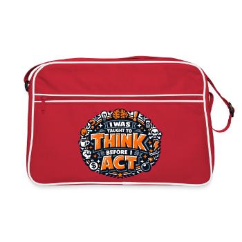 Citation « Penser avant d’agir » - Sac Retro - rouge/blanc - Devant