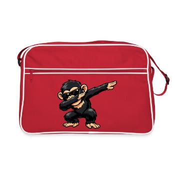 Dabbing Chimpanzee - Retro Bag - red/white - Front