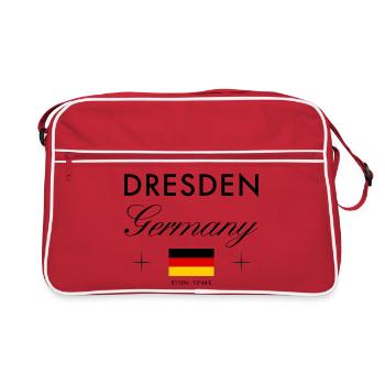 Dresden Deutschland Koordinaten Reise Souvenir - Retro Tasche - Rot/Weiß - Vorne