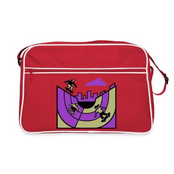 Halfpipe Skatepark Grafik - Retro Tasche - Rot/Weiß - Vorne