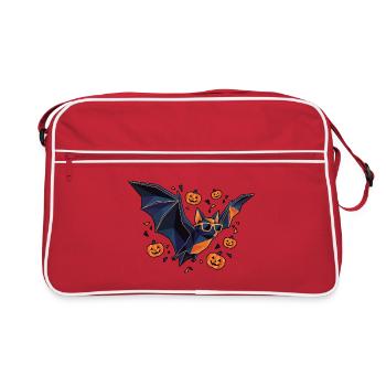 Halloween Poly Stil Fledermaus Kürbis - Retro Tasche - Rot/Weiß - Vorne