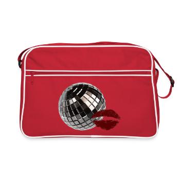 Retro-Discokugel mit Red Lips Y2K-Party-Ästhetik - Retro Tasche - Rot/Weiß - Vorne