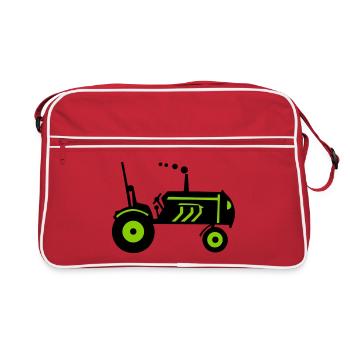 Traktor Landmaschine Schlepper - Retro Tasche - Rot/Weiß - Vorne