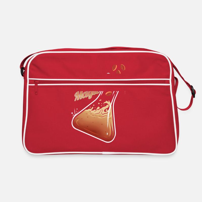 Erlenmeier Kolben Kaffeebohnen Kaffee Magie - Retro Tasche - Rot/Weiß