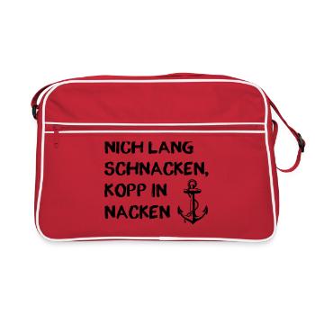 Plattdeutsch lustige Sprüche - Retro Tasche - Rot/Weiß - Vorne