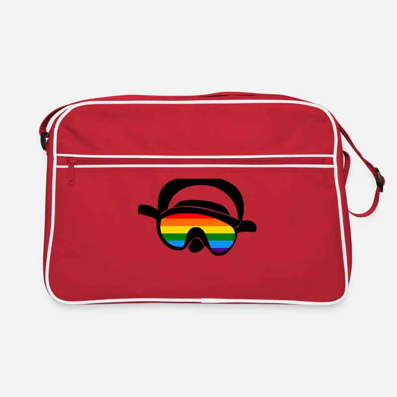 Masque de plongée plongeur arc en ciel - Sac Retro - rouge/blanc