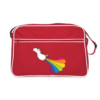 Licorne avec des nuages arc-en-ciel - Sac Retro - rouge/blanc - Devant