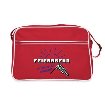 Fun Party Spruch Statement Shirt Feierabend (25) - Retro Tasche - Rot/Weiß - Vorne