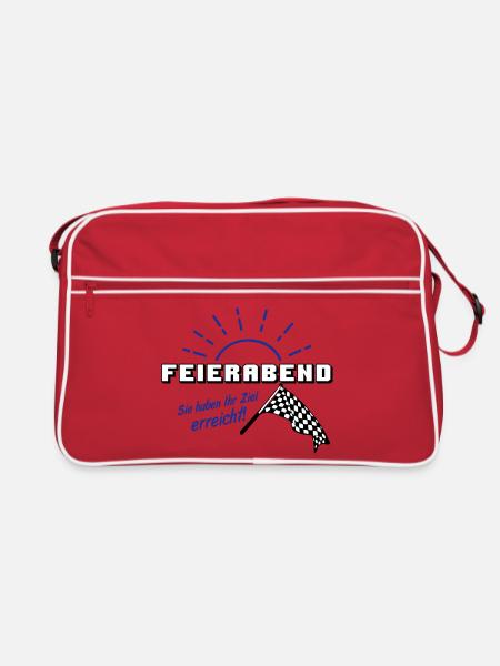 Fun Party Spruch Statement Shirt Feierabend (25) - Retro Tasche - Rot/Weiß - Vorne