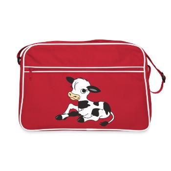 Black, White Calf, Calf - Retro Bag - red/white - Front