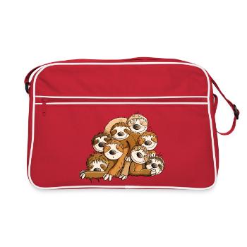 Big Sloth Heap I Chilling Animals Lazy - Retro Bag - red/white - Front