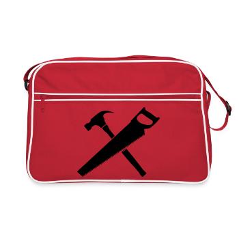 Outils charpentier marteau et scie - Sac Retro - rouge/blanc - Devant