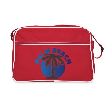 palm beach shirt Palmen Sonne Strand Symbol icon - Retro Tasche - Rot/Weiß - Vorne