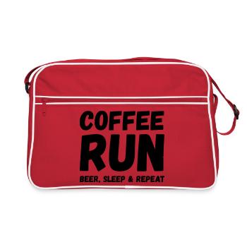 COFFE RUN BEER SLEEP REPEAT - Retro Tasche - Rot/Weiß - Vorne