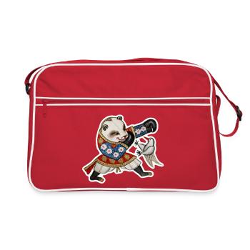 Panda im prachtvollen Robenkampf - Retro Tasche - Rot/Weiß - Vorne