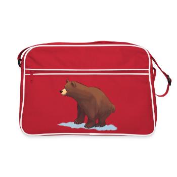 Braunbär (Gemälde) - Retro Tasche - Rot/Weiß - Vorne