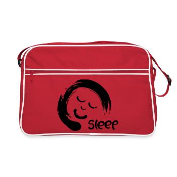Visage endormi, etc., cercle avec le visage endormi - Sac Retro - rouge/blanc - Devant