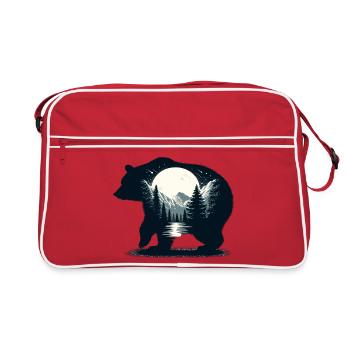 Ours Silhouette Wilderness Pleine Lune Nuit - Sac Retro - rouge/blanc - Devant