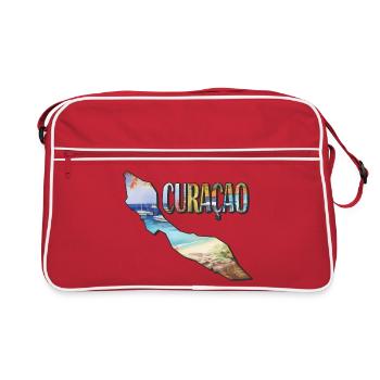 Watercolor Map Curacao - Retro Bag - red/white - Front
