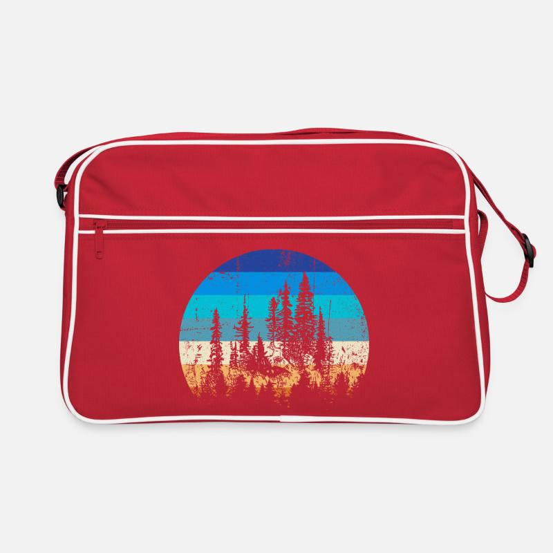 Sunset Forest Silhouette Print Retro Tasche