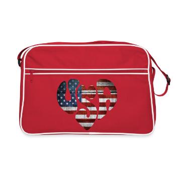 Poignée et Cœur Américain Vintage - Sac Retro - rouge/blanc - Devant