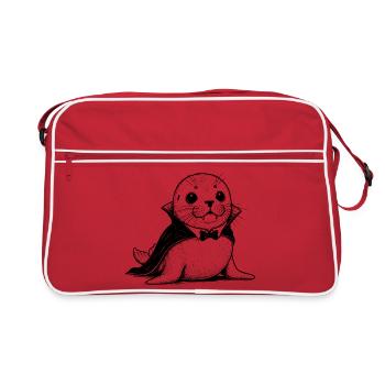 Dessin animé bébé phoque en costume de vampire - Sac Retro - rouge/blanc - Devant