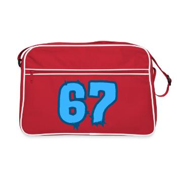 67 Numéro Bleu Bas-Rhin Design Minimaliste Meme - Sac Retro - rouge/blanc - Devant