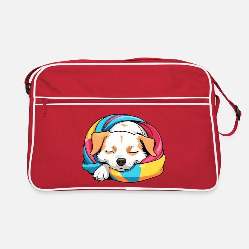 Schlummernder Welpe Regenbogen Schal Retro Tasche