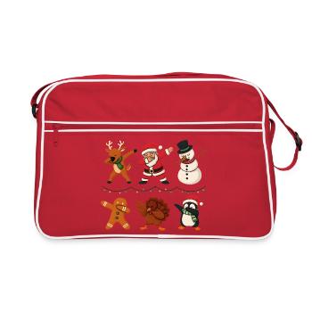 Lustiges Dabbing Weihnachtsmotiv mit Figuren - Retro Tasche - Rot/Weiß - Vorne
