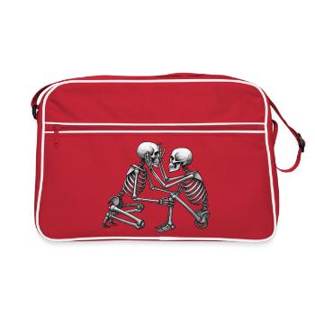 SKELETONS IN LOVE #4 - black & white - Sac Retro - rouge/blanc - Devant
