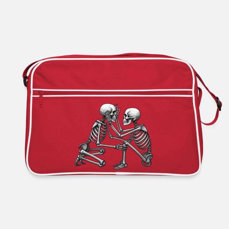 SKELETTE IN LIEBE #4 – Schwarz-Weiß Retro Tasche